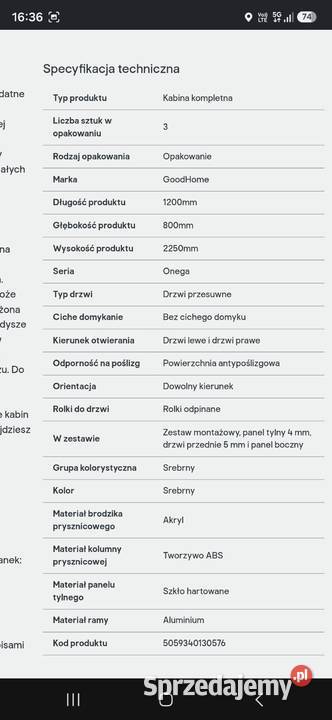 Kabina prysznicowa bez brodzika Onega 80 x 120 Łazienka sprzedam