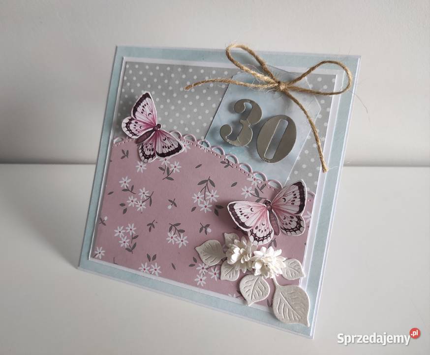 Kartka ręcznie robiona na urodziny z motylami Łódź