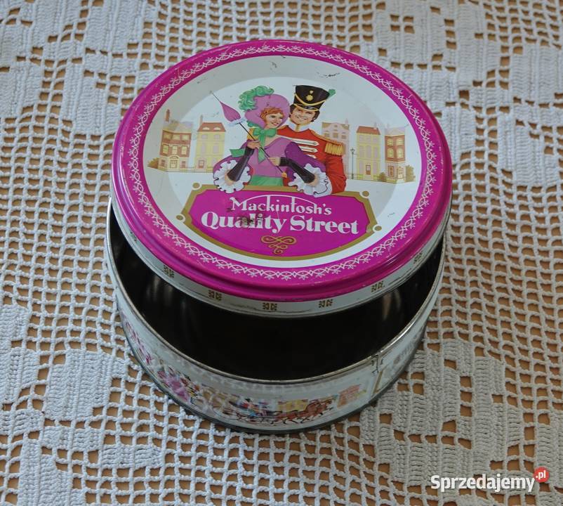 Stara puszka okrągła Mackintoshs Quality Street wielokolorowy