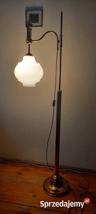 Mosiężna lampa podłogowa z kloszem ruchome ramię Skierniewice