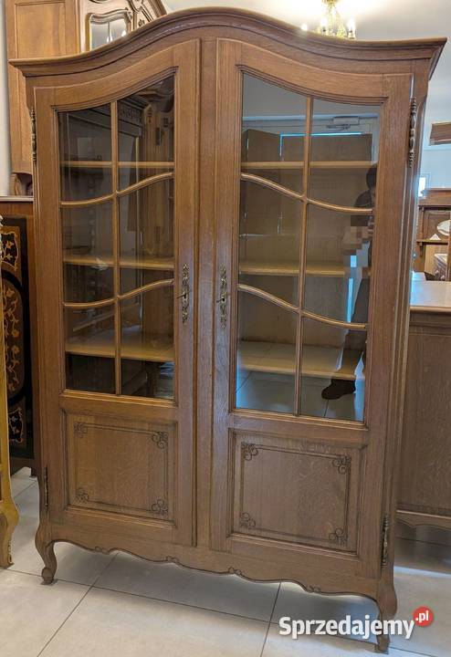 Piękna dębowa bibliotekawitryna ludwikowska Meble Dąbrowa Górnicza sprzedam