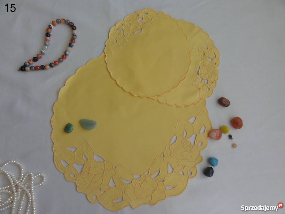 Serwetki kolorowe żółte wyszywane haft Lublin