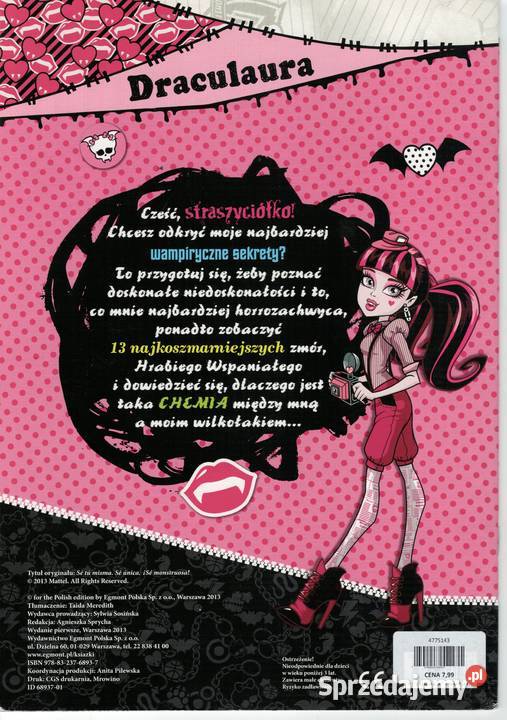 MONSTER HIGH Draculaura pamiętnik bądź sobą Warszawa
