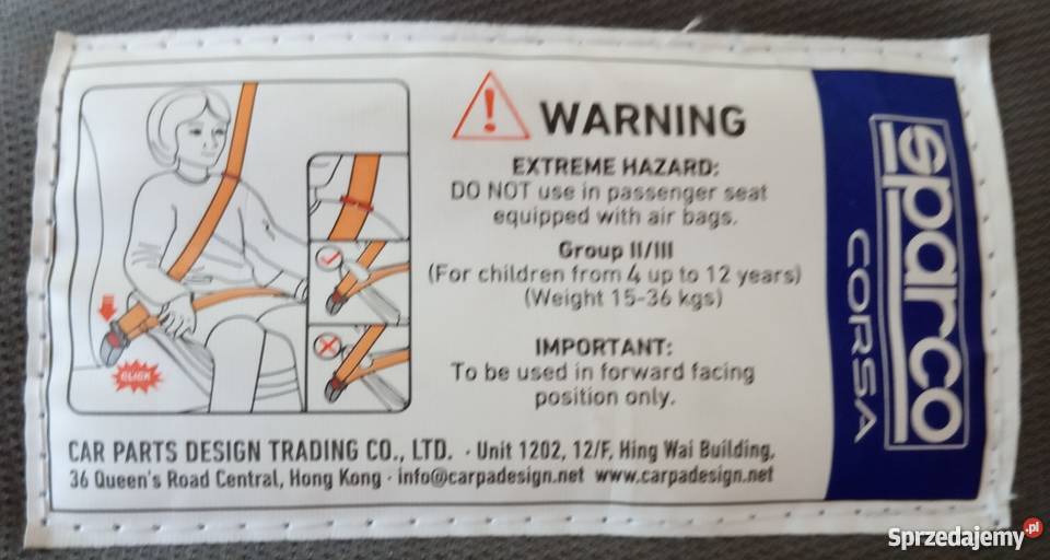 Siedzisko samochodowe podstawka Sparco dziecka