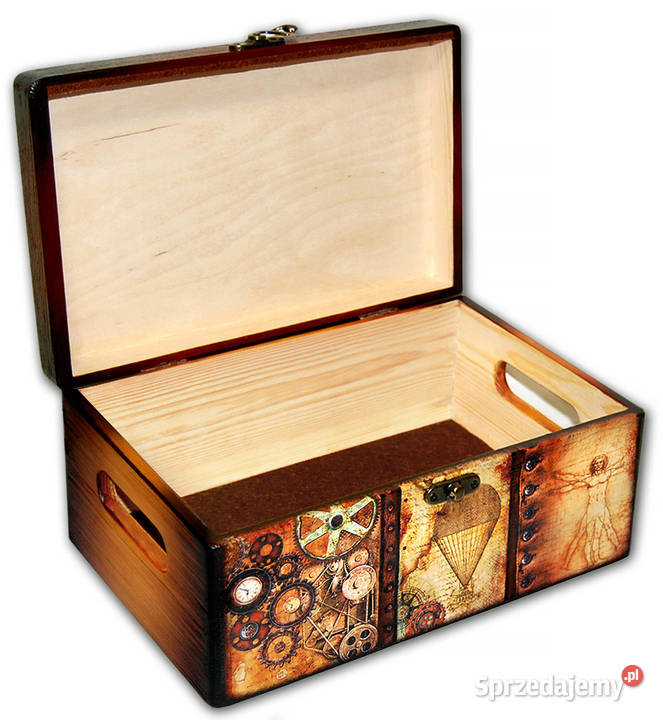 KUFER skrzynka drewniana LEONARDO da VINCI odcienie brązowego Bydgoszcz