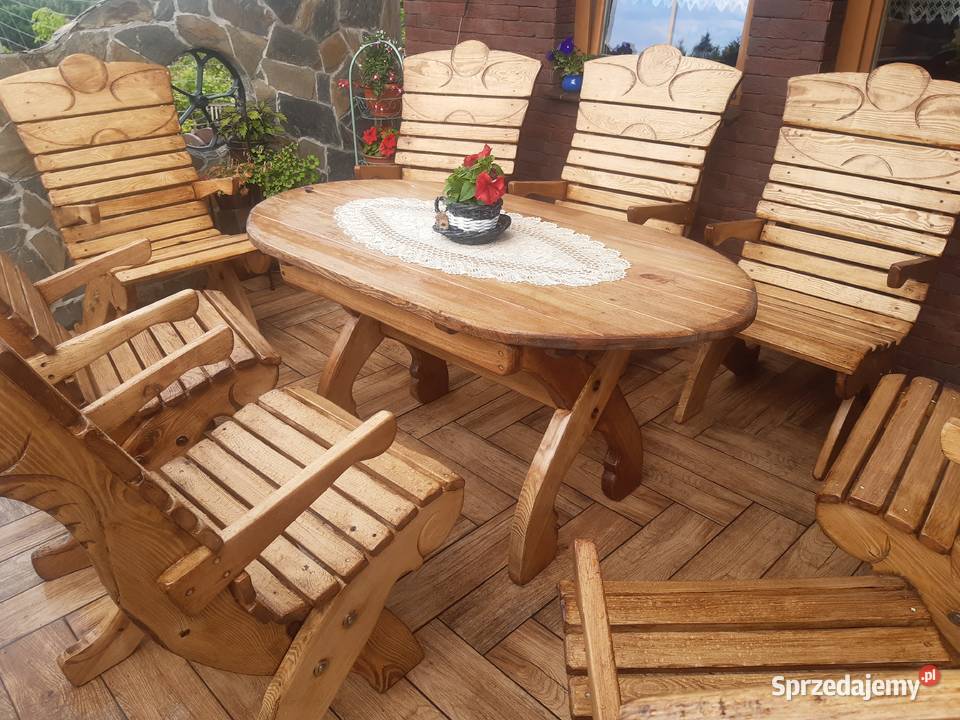 Ławka drewniana zdobiona wygodnie profilowane Warszawa sprzedam