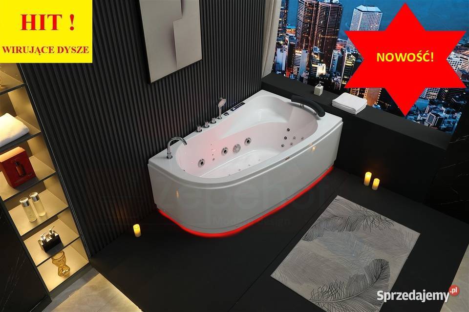 Wanna z hydromasażem EBX101 L LEWA prostokątna Grabówka