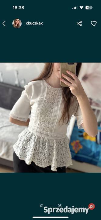 elegancka bluzka ecru z baskinką r S ZARA Kalisz sprzedam