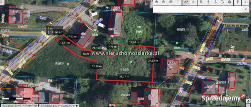 sprzedaży działki Czyżowice 1103m2 25m śląskie