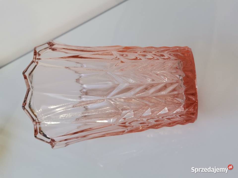 Stary różowy wazon szkło Art Deco