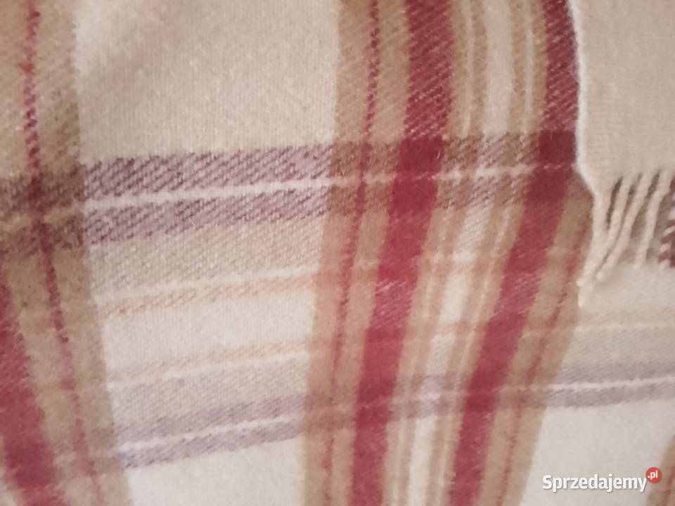 Wełniany miękki koc narzuta w kratę 210 x 160 brązowy Koce i narzuty śląskie Sosnowiec