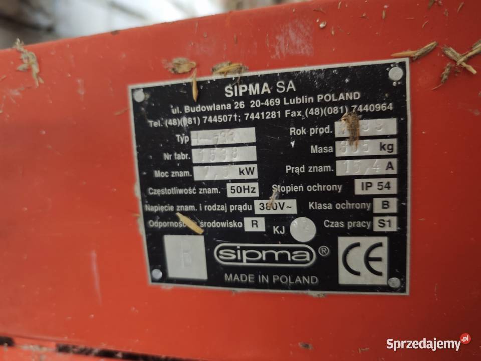 Gniotownik Sipma 75 kW Maszyny rolnicze Szreńsk sprzedam