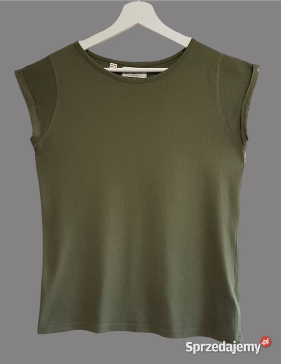 Damska bluzka bawełniana zielona z krótkim Chrzanów