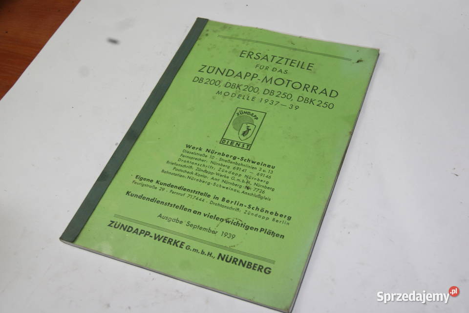 KATALOG CZĘŚĆI ZUNDAPP DB 200 DBK 200 DB 250 Rybnik