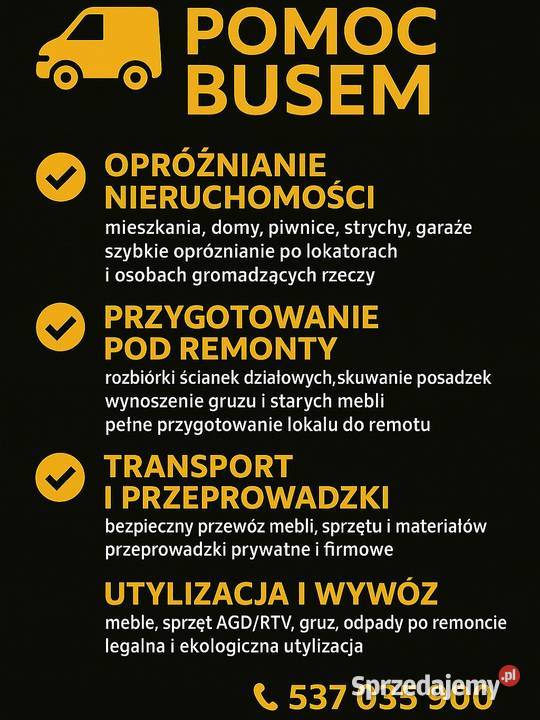 Przeprowadzki opróżnianie transport usługi busem Jarosław