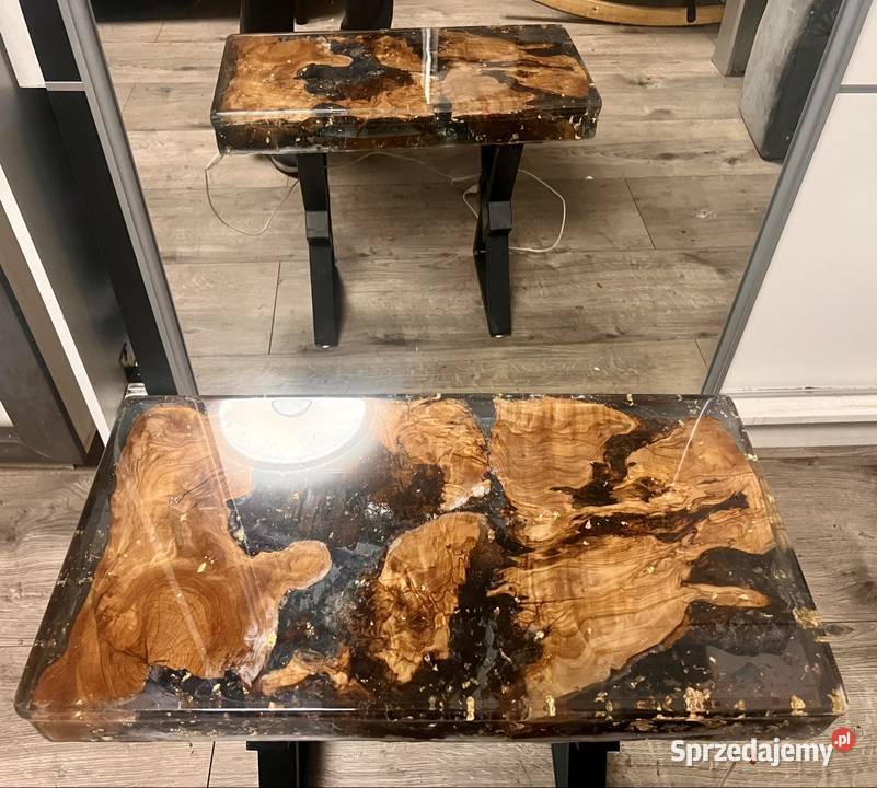 Designerski stolik z korzenia oliwnego żywica Lublin