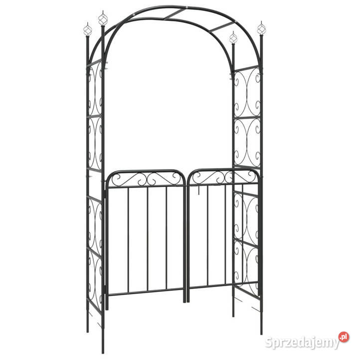 Łuk ogrodowy z furtką czarny 108x45x235 stal