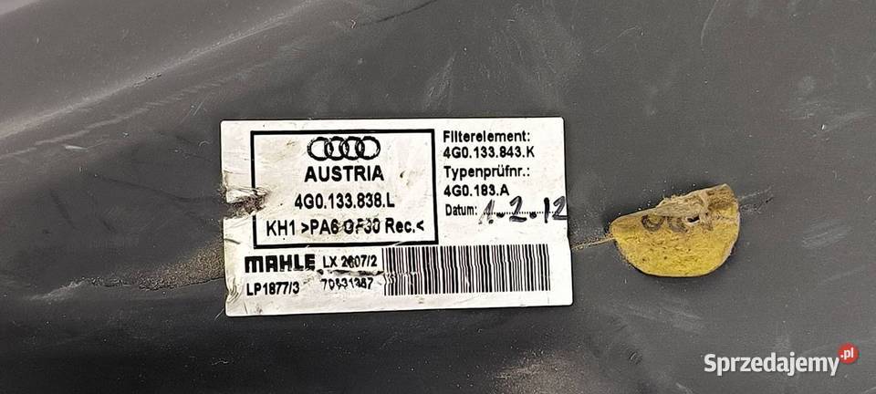 OBUDOWA FILTRA AUDI A6 C7 4G0133838L osobowe Lipno
