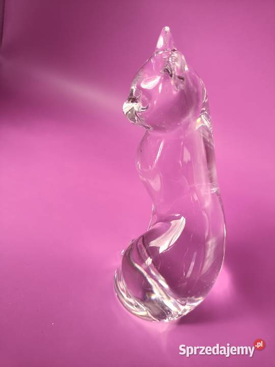 Kot Lenox tafla przezroczystego szkła figurka lubelskie Zamość