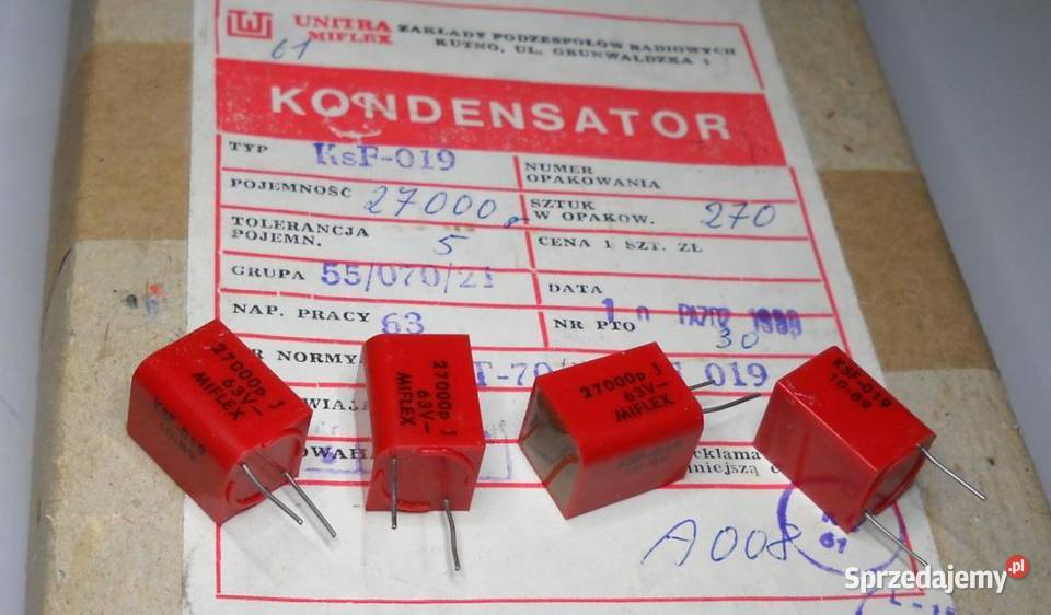 Kondensator 27nF 63V KsF019 Unitra MIFLEX Części i akcesoria