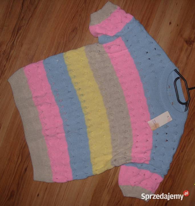 Multi kolorowy sweterek krótki rękaw ML Rawicz sprzedam