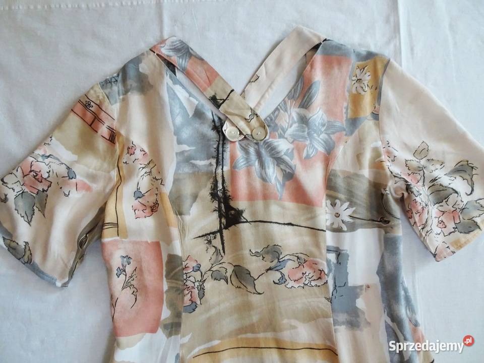 Sukienka zapinana Vintage wiskoza 38 40 Nowy Sącz sprzedam