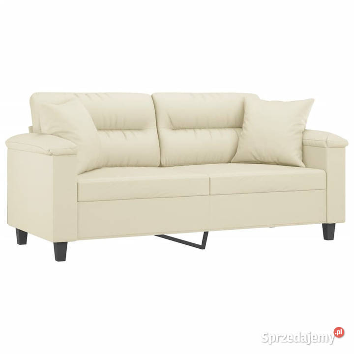 2osobowa sofa z poduszkami kremowa 140 sztuczna Warszawa