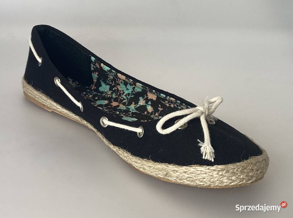 Czarne damskie espadryle z kokardą rozmiar 37