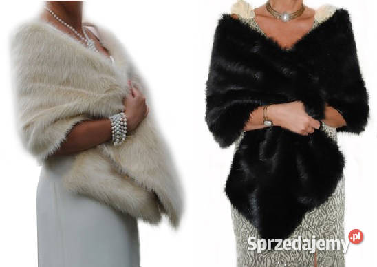 ŚLUBNY SZAL FUTRZANY do ślubu narzutka etola Tarnów