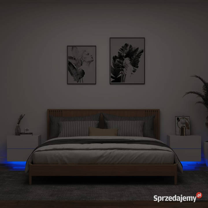 Wiszące szafki nocne z LED 2 białe WM836813 Warszawa