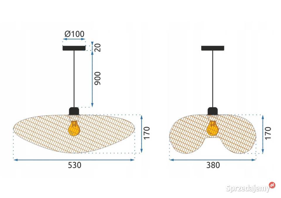 LAMPA WISZĄCA Duża PLECIONA BAMBUS NATURALNA Choroszcz