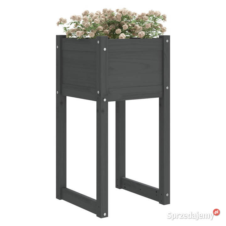 Donice 2 szare 40x40x81 lite drewno sosnowe Warszawa