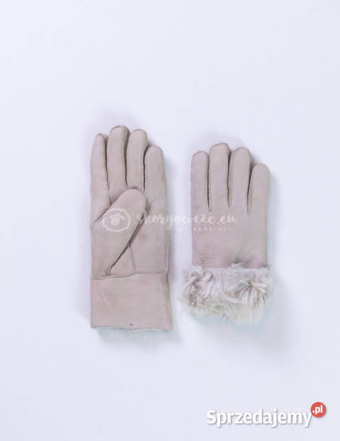 Klasyczne jasno beżowe rękawiczki damskie ze Szaflary sprzedam