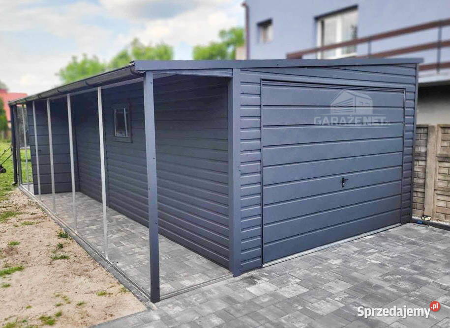 GARAŻ BLASZANY 33m x 7m SPAD W BOK BRAMA WIATA
