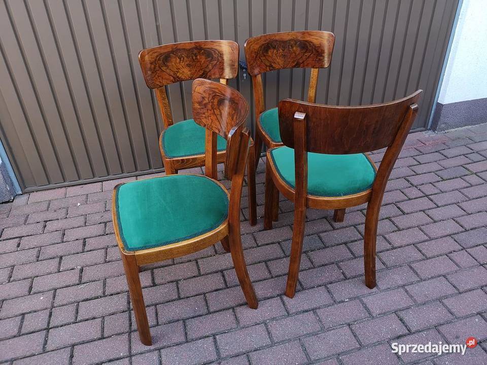 Krzesła ARTDECO Orzech Stare Antyk Komplet 4 wielkopolskie Swarzędz