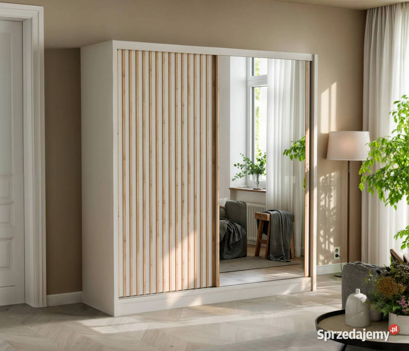 Szafa London 203x215x60 lustro lamele 3 kolory