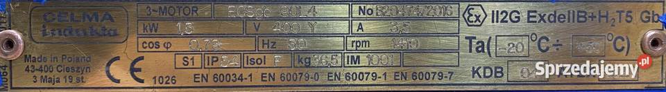 silnik elektryczny 15kW 1410obr 3fazowy INDUKTA Pigża