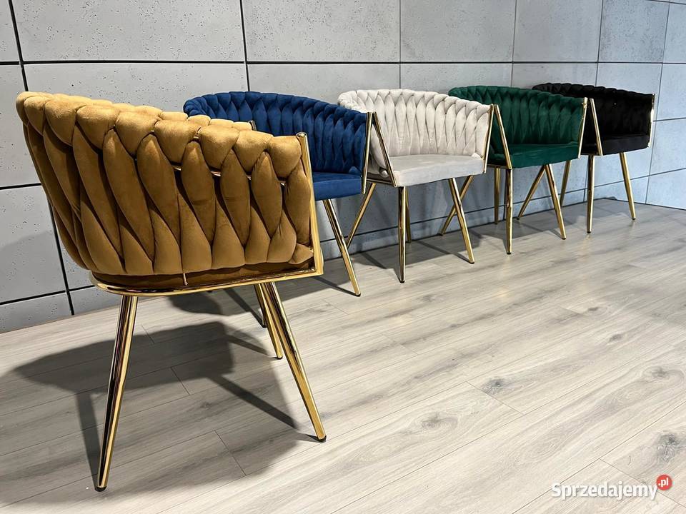 Fotel pleciony warkocz welur glamour Warszawa