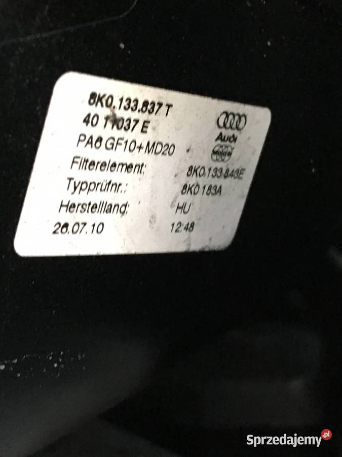Obudowa filtra przepływomierz Audi A4 8K0133837T zachodniopomorskie Szczecin sprzedam