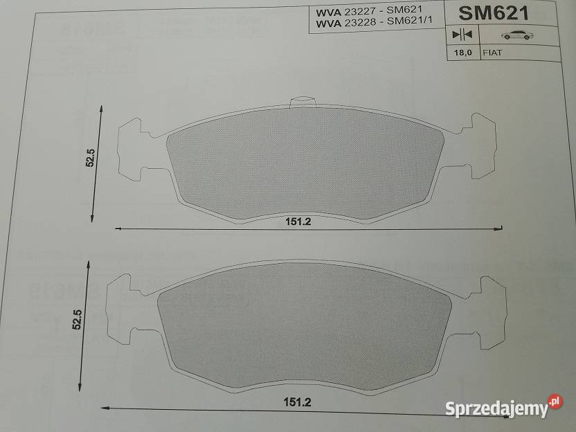 SM621 Klocki hamulcowe kpl przód FIAT PALIO 16 osobowe warmińsko-mazurskie Olsztyn sprzedam