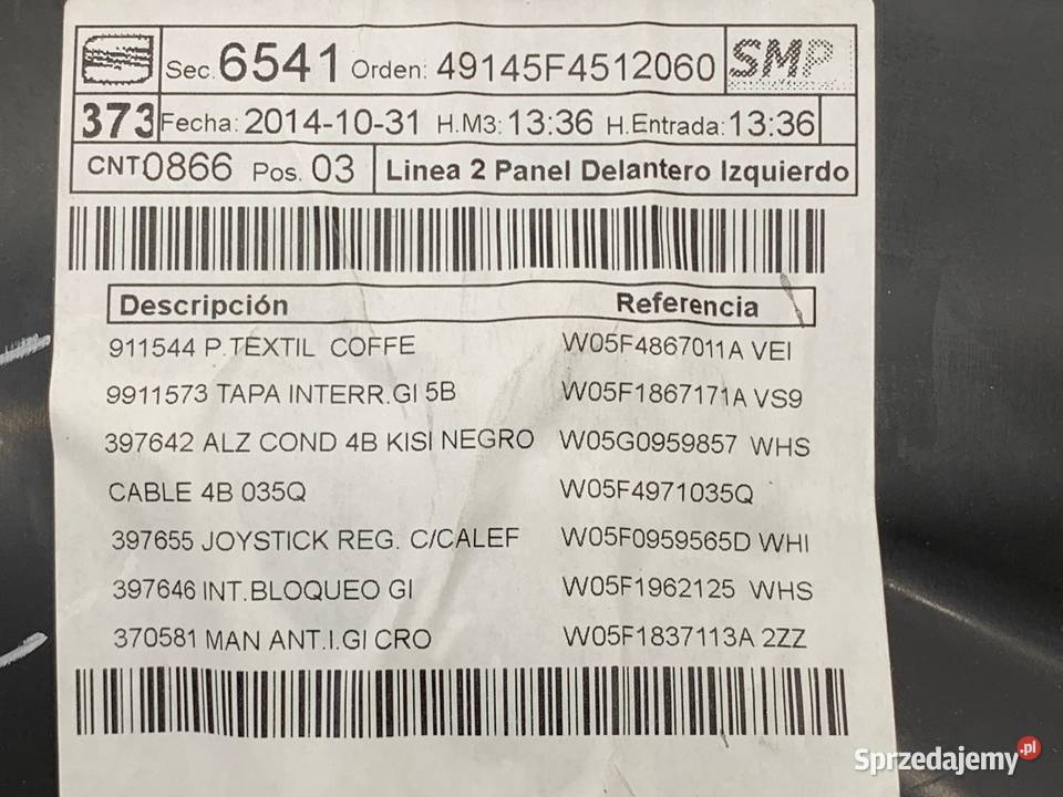 BOCZEK DRZWI LEWY PRZÓD SEAT LEON III Kombi