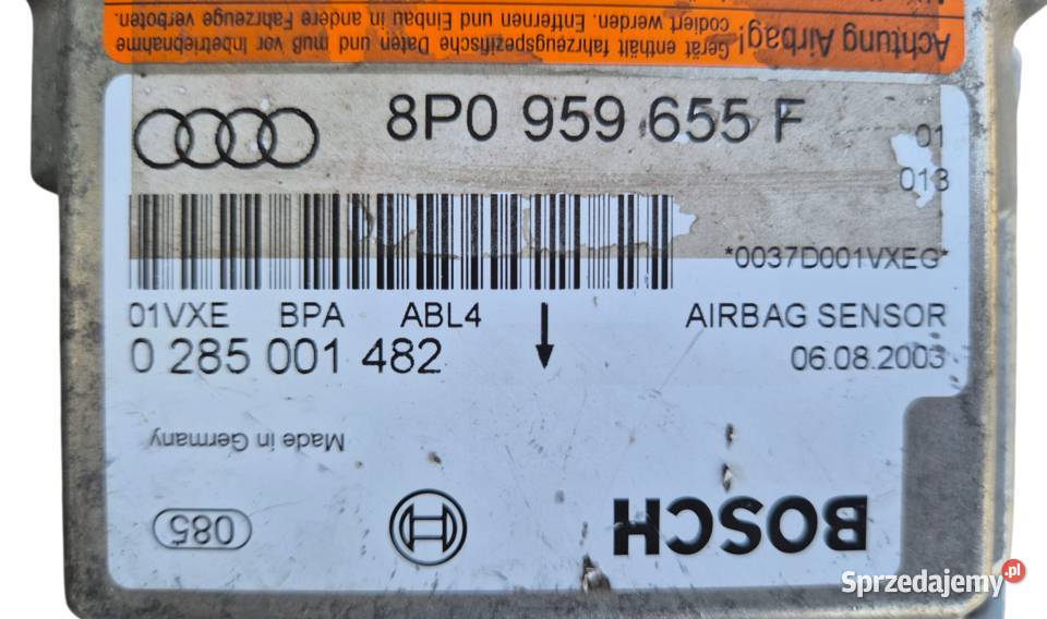 MODUŁ SENSOR AIRBAG PODUSZEK POWIETRZNYCH AUDI świętokrzyskie Działoszyce