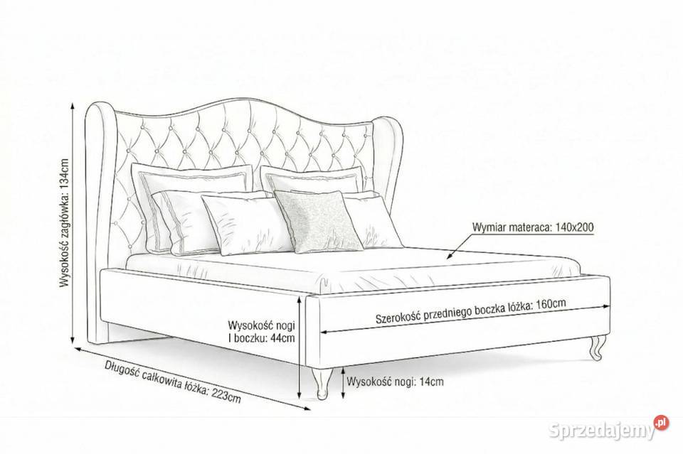łóżko uszak 140x200 tapicerowany zagłówek stelaż dolnośląskie sprzedam