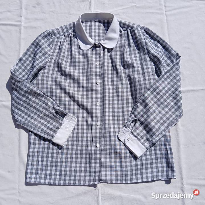 Koszula Szara kratka Biały kołnierzyk 38 40 małopolskie Nowy Sącz