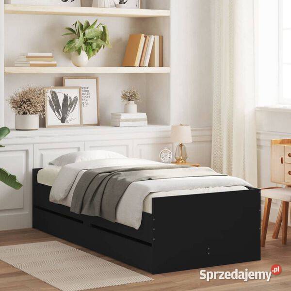 vidaXL Rama łóżka z szufladami czarna 90x190 Warszawa