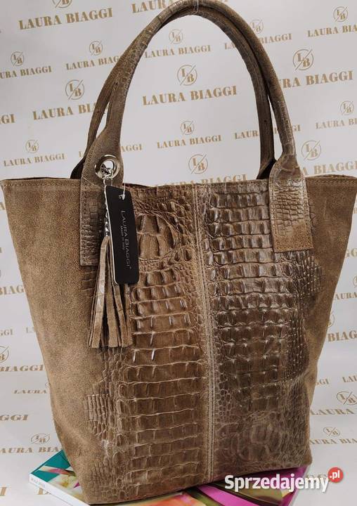 Torebka shopper kroko2 Laura Biaggi różne kolory Białystok
