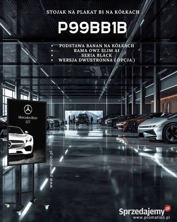 Mobilny czarny stojak na plakat B1 OWZ na Wrocław