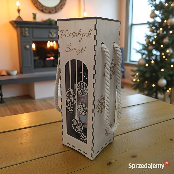 Świąteczna Drewniana Skrzynka na Wino Idealna na mazowieckie Warszawa