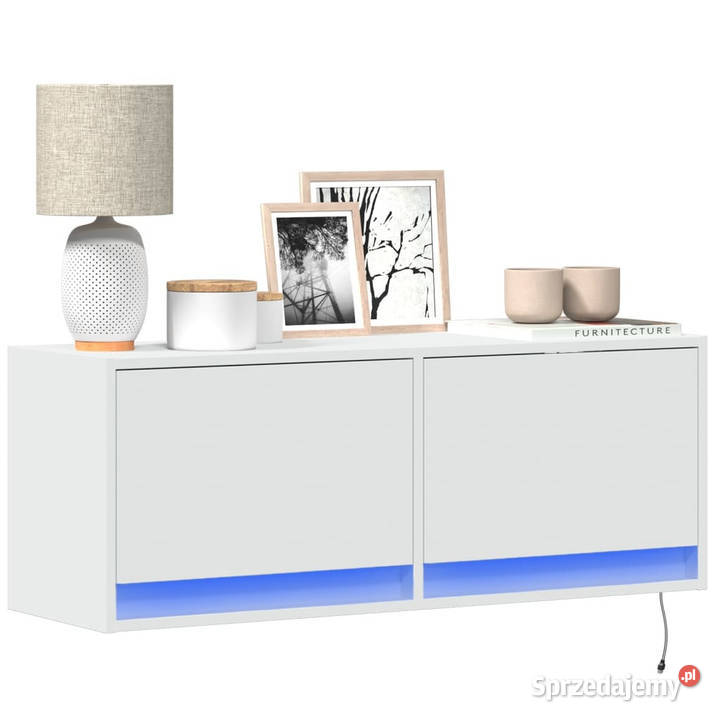 Ścienna szafka TV z LED biała 100x31x35 WM852362