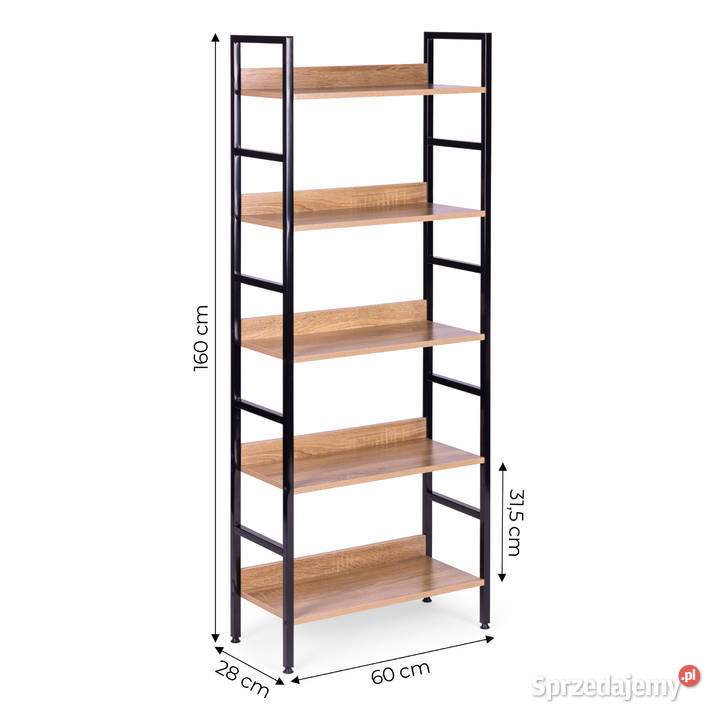 Regał loftowy wysoki 5 półek metal MDF Smogorzów